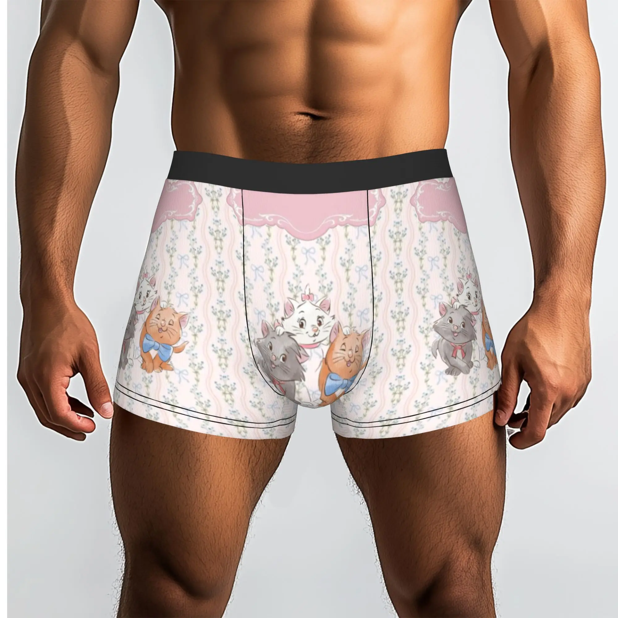 Custom M-Marie Cat Cartoon Underwear Men Breathable  Boxer Briefs Shorts Panties Soft Underpants For Homme