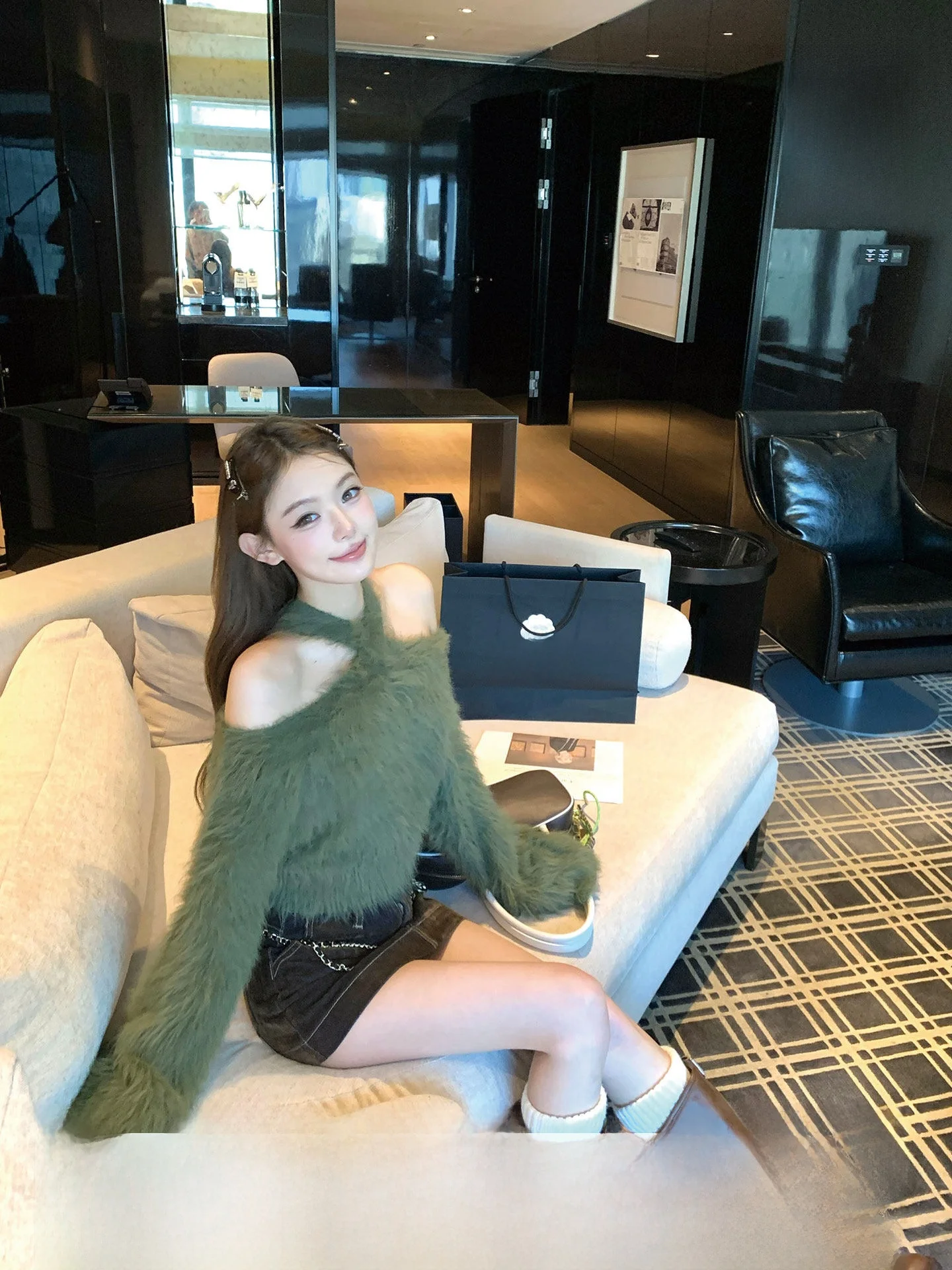 

oulder Bared Knitted Sweater Women's Casual Sle Inner Wear Long Sve Ne Hanging Sweater Autumn Winter Faion Okaaay