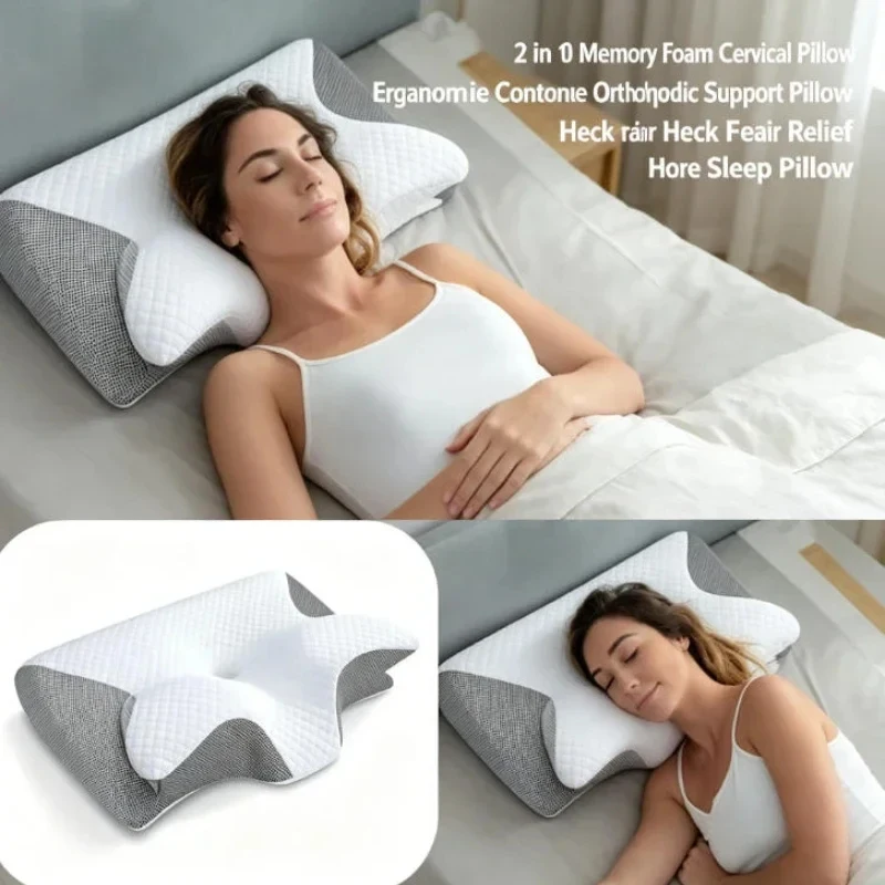 Neck Pain Relief Memory Foam Cervical Pillow – Ergonomic Orthopedic Support for Side, Back & Stomach Sleepers