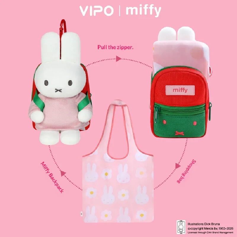 

Плюшевая сумка-шоппер Vipo X Miffy, складная, портативная, для супермаркета, эко-сумка, чехол-шарм