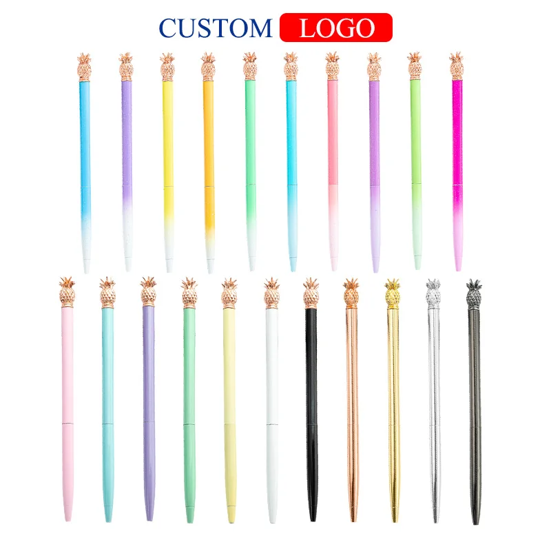 

10pcs Free Logo Pineapple Ballpoint Pen Business Metal High-end Ballpoint Pen Custom LOGO Gift Advertising Hotel Pineapple Pens.