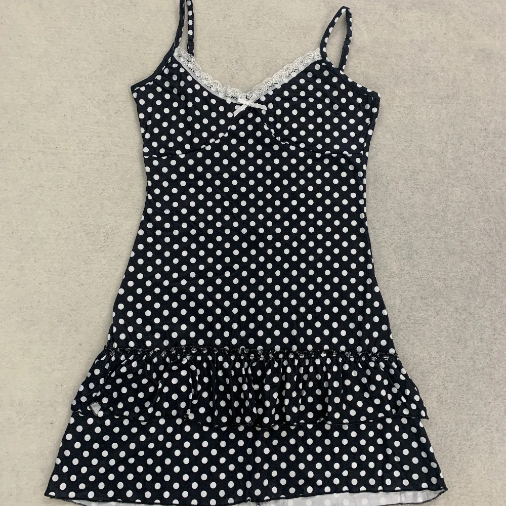 Y2k Sweet Polka dot Aesthetics Bowknot Lace cutie Harajuku classic Graphic High street Vintage casual slim fit suspender Dress view 4