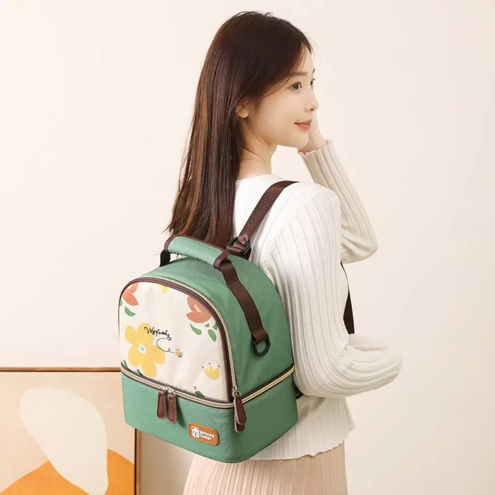 

Multifunctional Maternity Backpack Double Layer Portable Insulated Storage Bag Lightweight Large Capacity Mommy Bag Travel