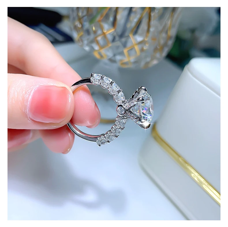 5.1/7.3 karat semua asli Moissanite cincin kualitas terbaik Moissanita Lab berlian 100% S925 murni perak perhiasan cincin GRA