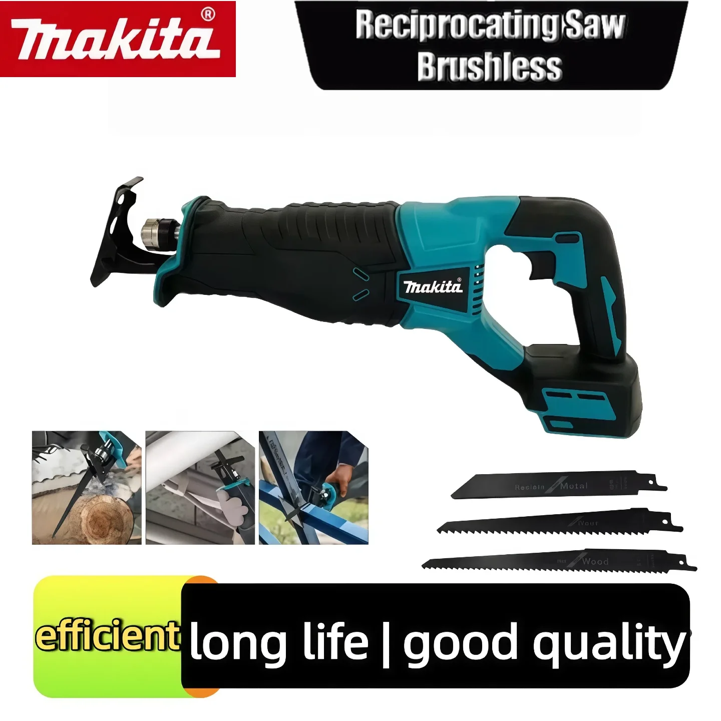 

Makita Brushless Reciprocating Saw Reciprocating Saw Portable Cordless Power Tools With 4pcs Saw Blades For 20V18V Battery