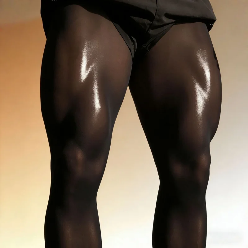 Ultra-Thin Men's Sheer Oil Shiny Glossy Pantyhose Footed Tights Candy Color Super Elastic Silky Glossy CD Stockings Plus Size