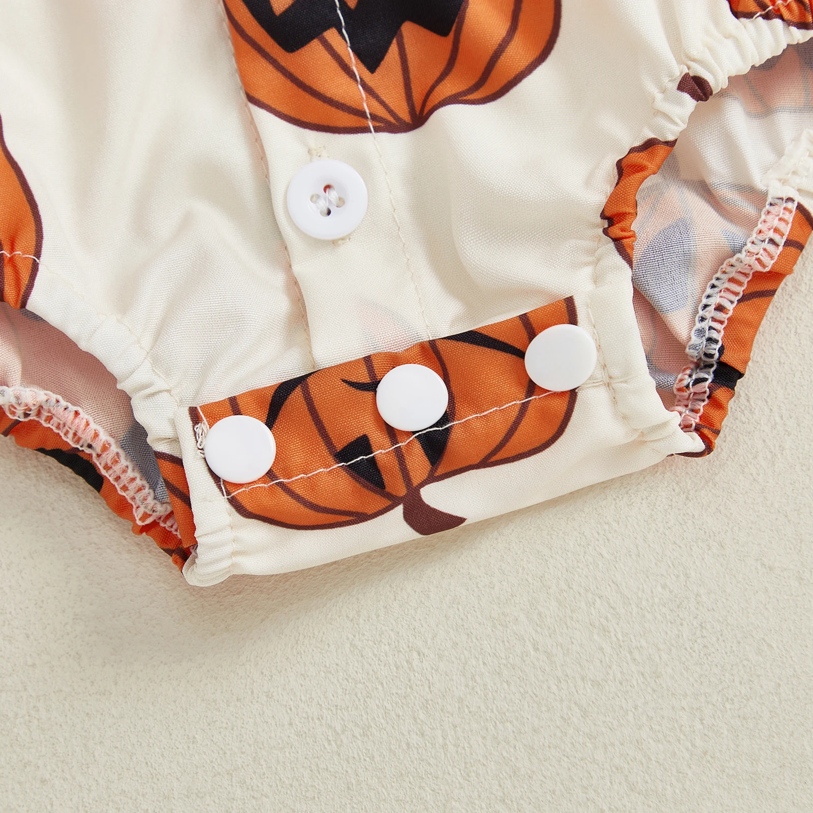 

Baby Boy Halloween Outfit Pumpkin Print Button Down Turn Down Collar Short Sleeve Romper and Overall Shorts 2 Pcs Set