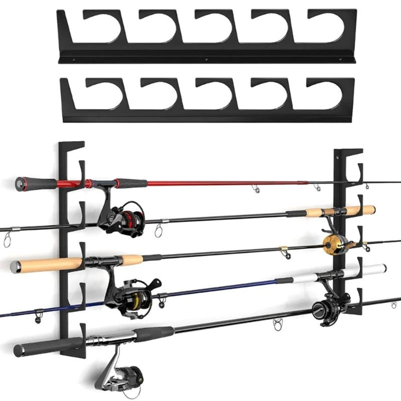 Wrought Iron Fishing Rod Rack, Can Be Hung Wall Or Ceiling, Horizontal Support, Can Accommodate 6 Fishing Rods