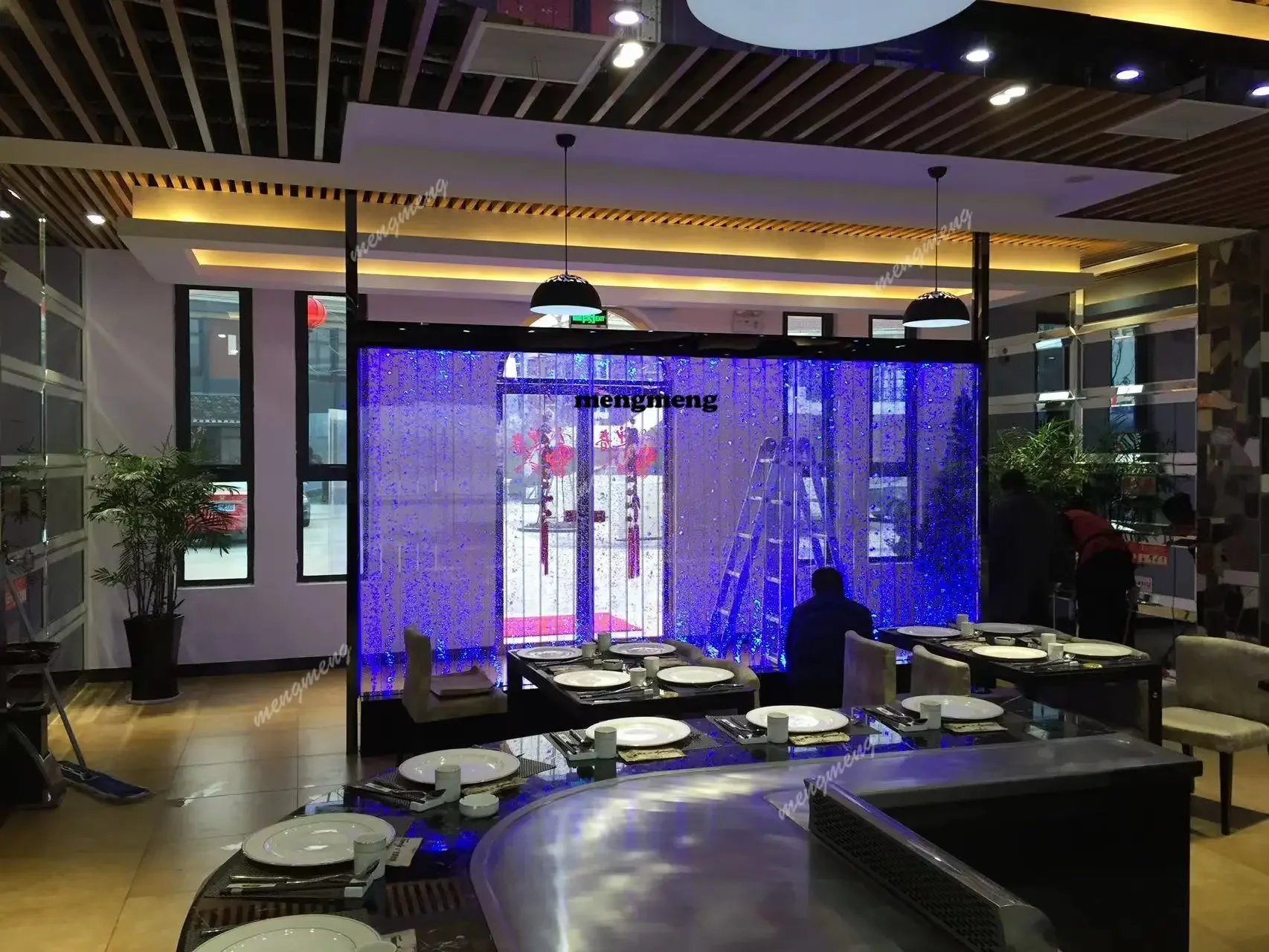 Y136 Acrylic Bubble Wall & Water Curtain Aquarium - Bubble Screen Partition for Living Room/Entrance - Water Dance Screen