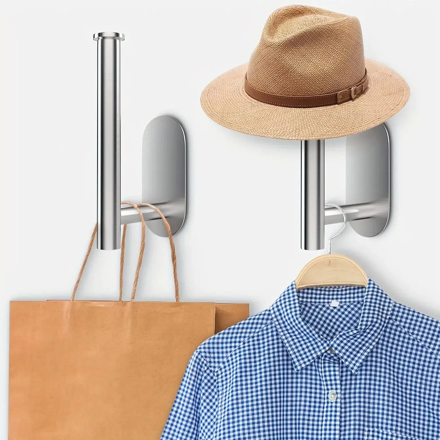 

1/2pcs Stainless Steel Baseball Cap Hanger - Wall Mounted Hat Organizer With Punch-Free Design