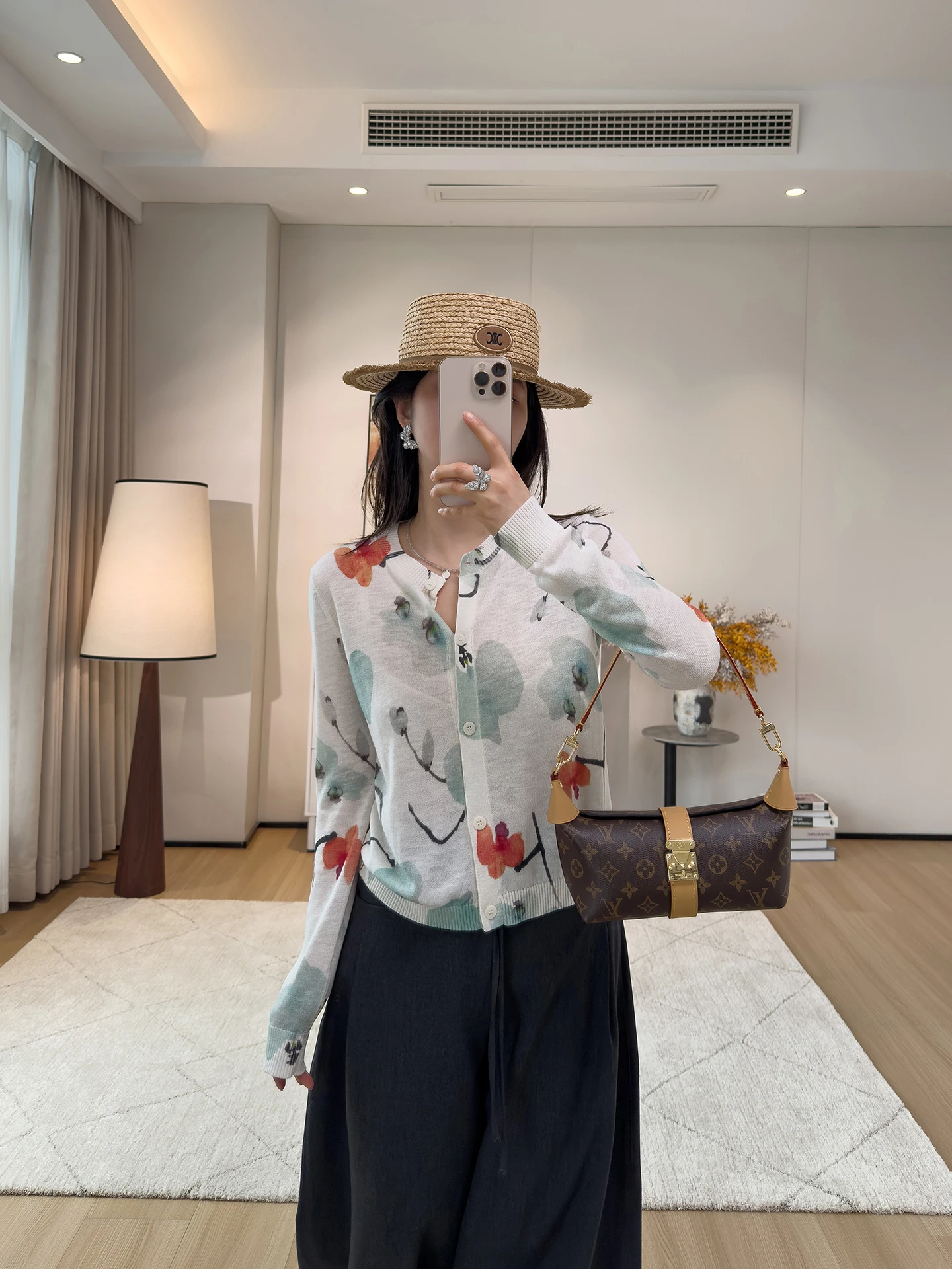 

Linen Rayon Floral Print Knitted Open Cardigan Women's Thin Loose Slimming Soft Versatile Sweater Top Casual Sle Long Sve