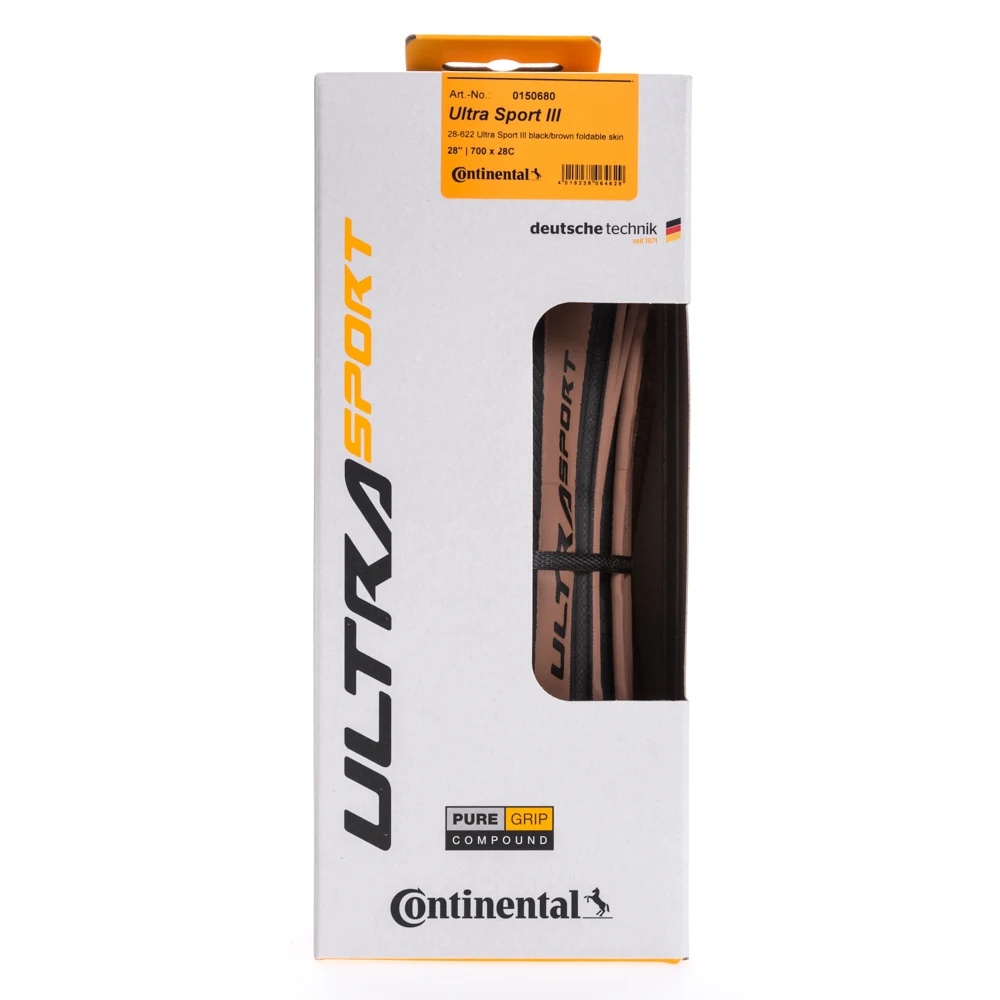 

CONTINENTAL Ultra Sport 3 Original Pneu 700x28c Folding Bicycle Tire PureGrip Compound Black/Brown Foldable Skin Road Bike Tyre