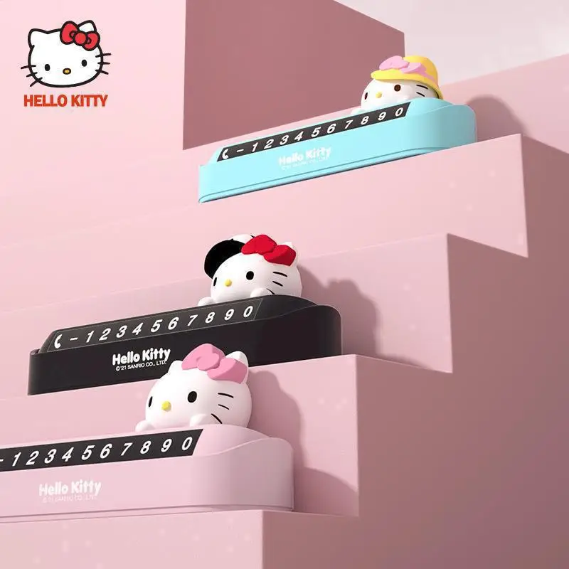 Sanrio Car Number Plate Hello Kitty Doll Kawaii Temporary Parking Car Transfer Phone Girl Christmas Gift Car Decoration New Y2K - view 2