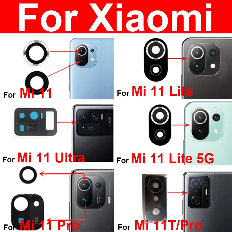 Rear Camera Glass Lens with Sticker Glue For Xiaomi Mi 11 11T 11X Pro Mi 11 Lite 5G Mi 11 Ultra Mi 11i 11X Back Lens Adhesive 