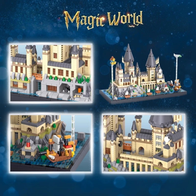 Blocos de construção de castelo mágico, modelo arquitetônico criativo feito à mão, brinquedos educativos para crianças, ornamentos, presentes