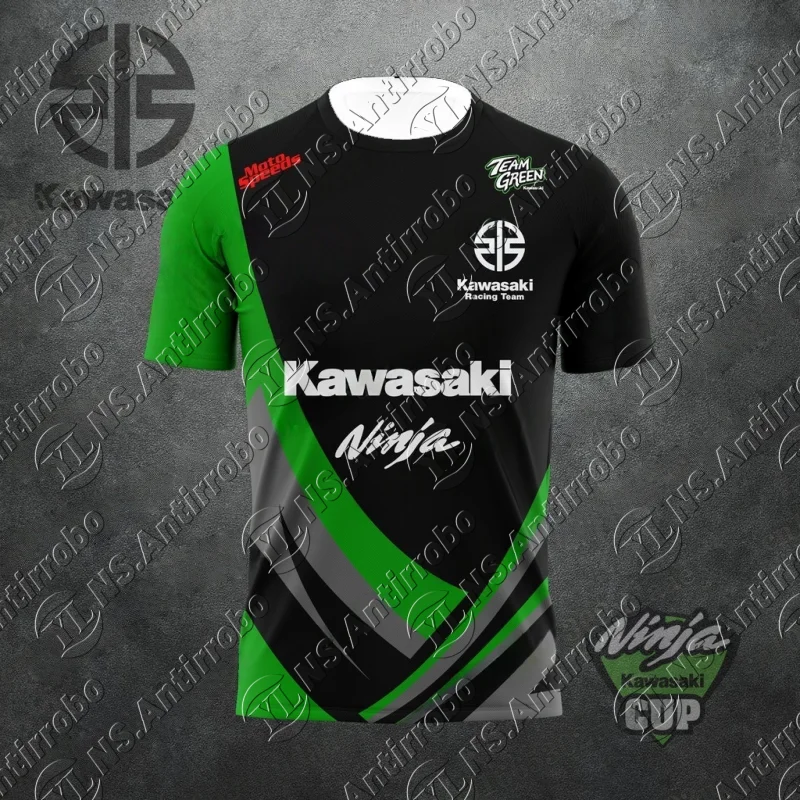 

25-26 Kawasaki Motorcycle Racing Team Мужская футболка Летние женские футболки с короткими рукавами Повседневная спортивная детская одежда Футболки Топы