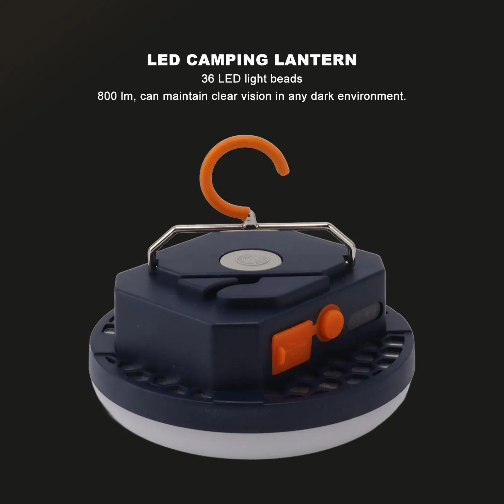 Portable 4800mAh Camping Tent Light - 800LM Adjustable Brightness, Magnet & Hook for Emergencies, for power Outages &