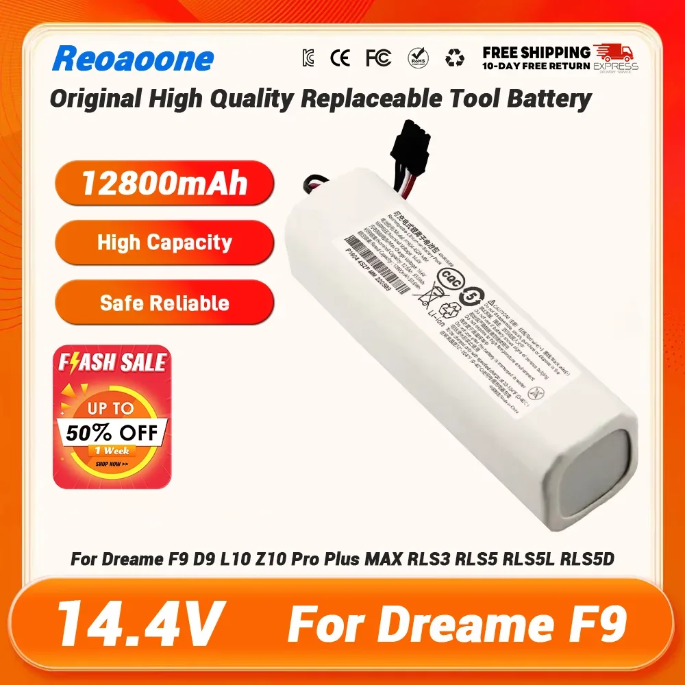 

14.4V Robotic Vacuum Cleaner Replacement Battery For Dreame F9 D9 L10 Z10 Pro Plus MAX RLS3 RLS5 RLS5L RLS5D Accessories Parts