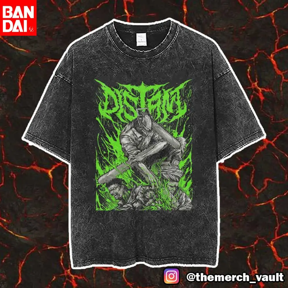 

Chainsaw Man Anime Graphic TShirt 2026 Summer Vintage Washed Unisex Cotton Loose Fit Short Sleeve Red Teeth Demon Streetwear Tee