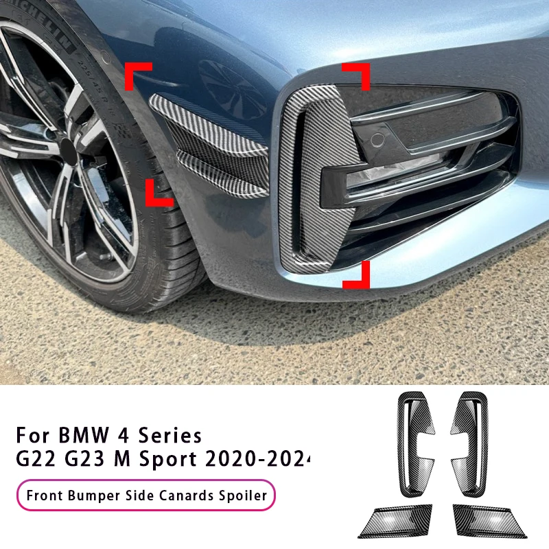 Front Bumper Side Canards Car Spoiler Diffuser Splitter Fog Light Air Vent Intake Cover For BMW 4 Series G22 G23 M Sport 2020+