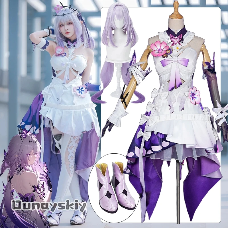 Honkai Star Rail Cosplay Castorice Costume S-XL Outfit Dress Wig Headwear Butterfly Flower Props Anime Castorice Role-play Suit