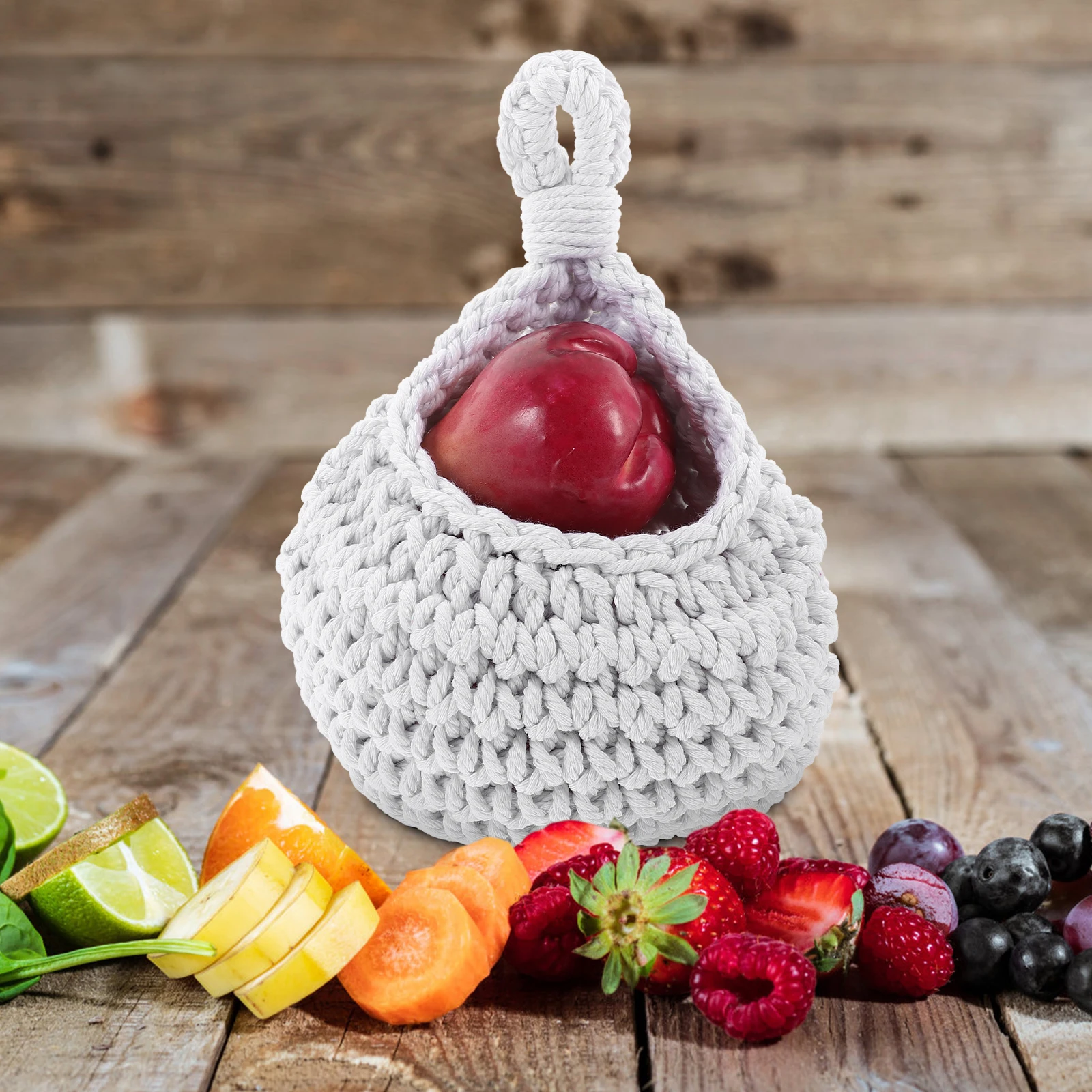 

Serving Storage Basket Fruit Vegetable Baskets for Kitchen Hanging Wicker White and Veggie