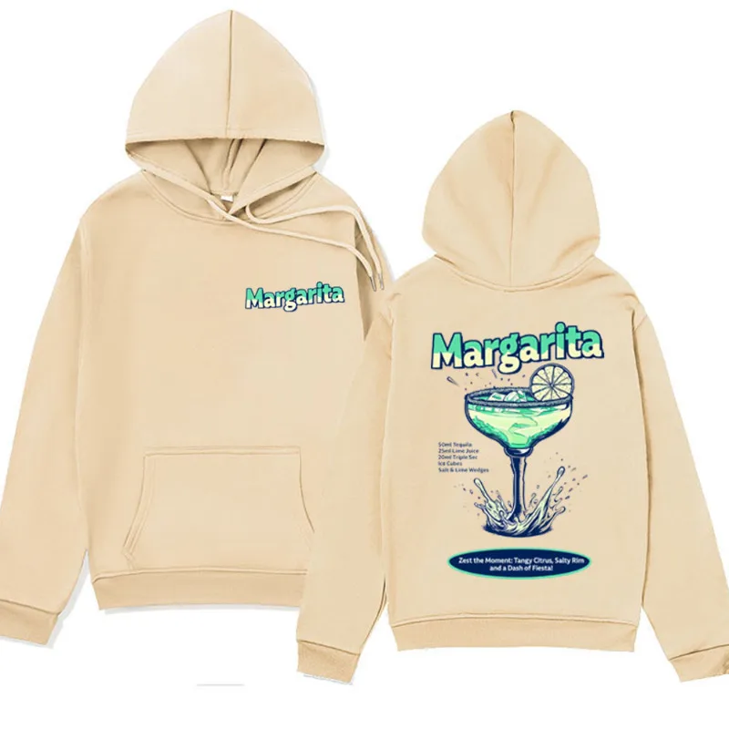 MARGARITA Funny Cocktail Meme Hoodie Men's Women's Vintage Fashion Aesthetic Sweatshirt Oversized Streetwear Hoodies Pullovers