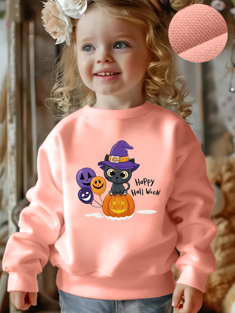 

A Single-Piece White Round-Neck Hoodie With Cartoon Prints For Girls In Autumn