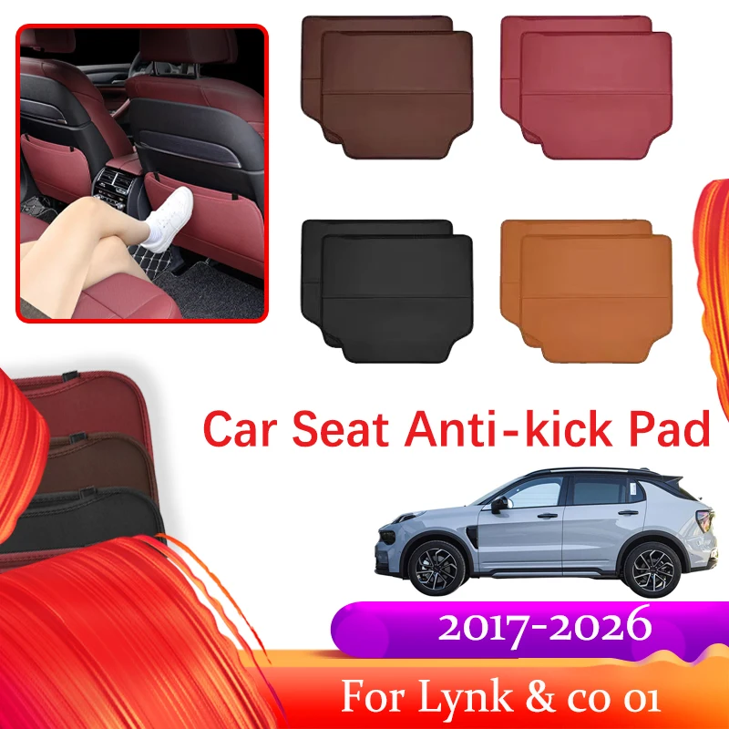 

Car Rear Seat Back Protector Covers For Lynk & co 01 2017-2026 Anti Kick Mats Storage Bag Leather Pads Auto Interior Accessories