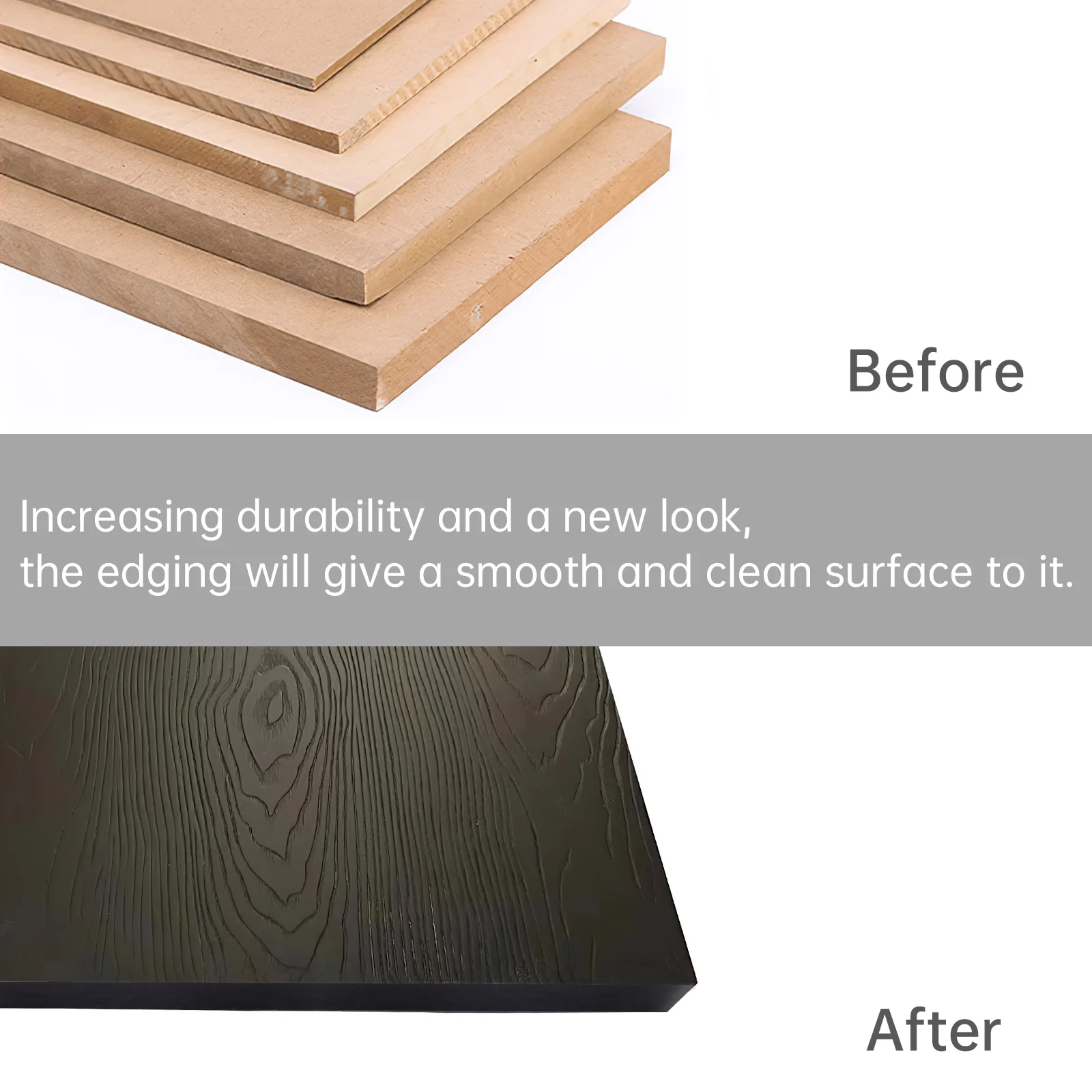 1.9 cm X 15m Hot Melt Adhesive Melamine Edge Banding Flexible Veneer Edging for Plywood Table / Cabinet, Pre-glued Veneer Edging