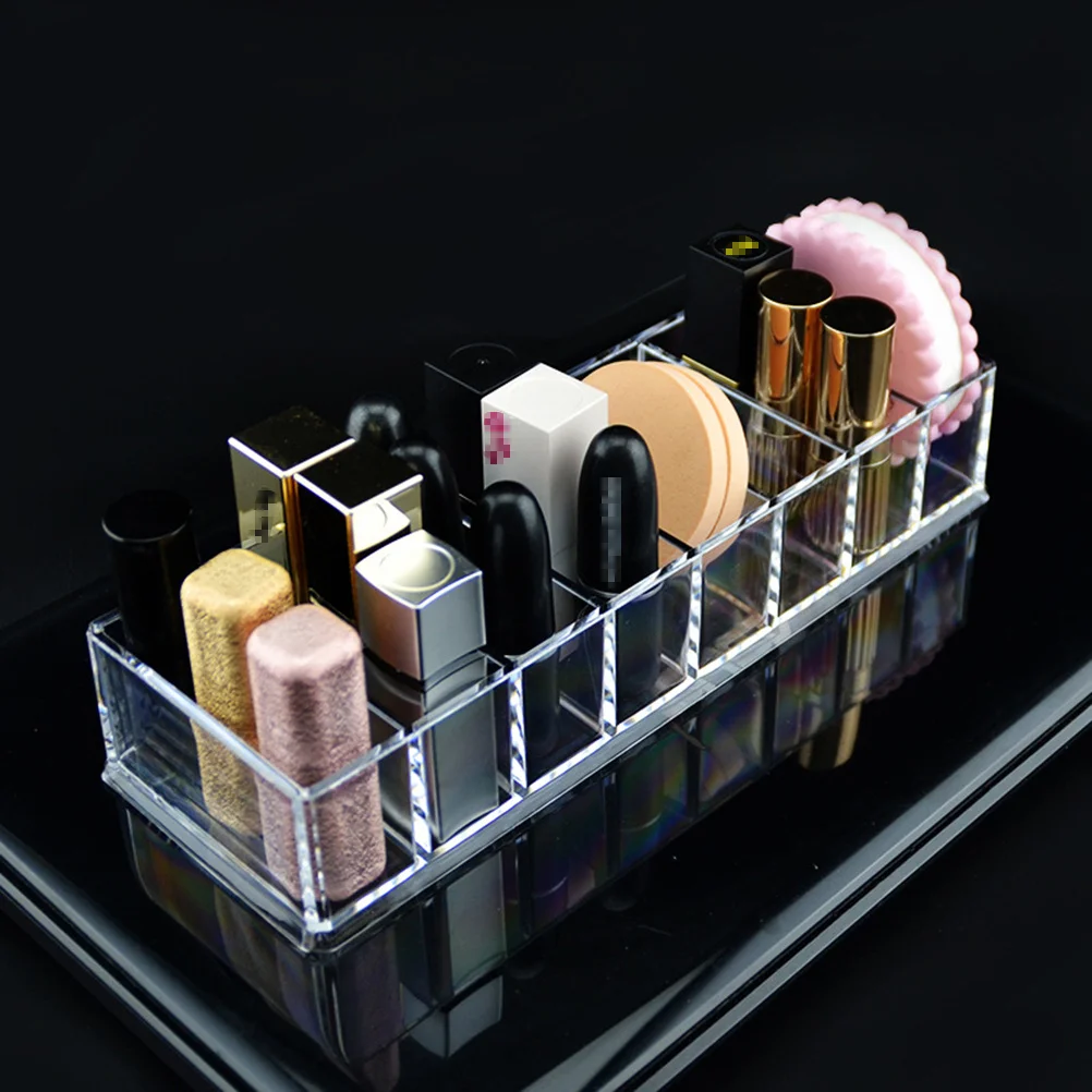 Makeup Organiser Transparent Clear Acrylic 8 Grids Makeup Storage Box Bathroom Vanity Organizer Holder Jewellery