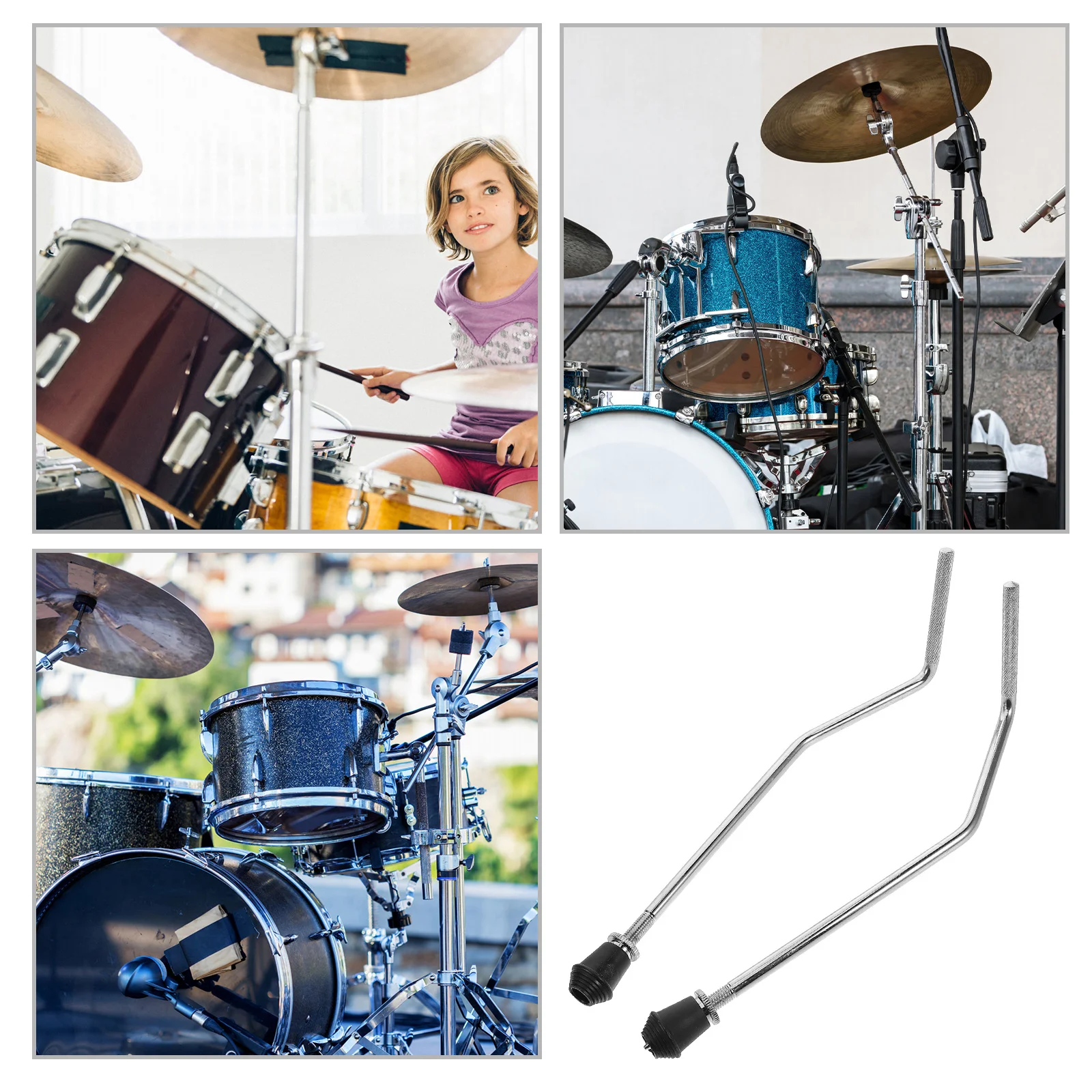 

2pcs Drum Leg Holder Bracket Adjustable Metal Feet For Drum Kit Stability Anti-Skid Stand Replacement Parts Percussion