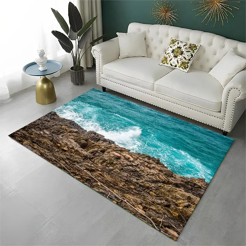 Mystery Sea Water Coastline Beach Reef Large Area Rug Non-slip Carpet for Bedroom Living Room Sofa Doormat Home Decor Floor Mat
