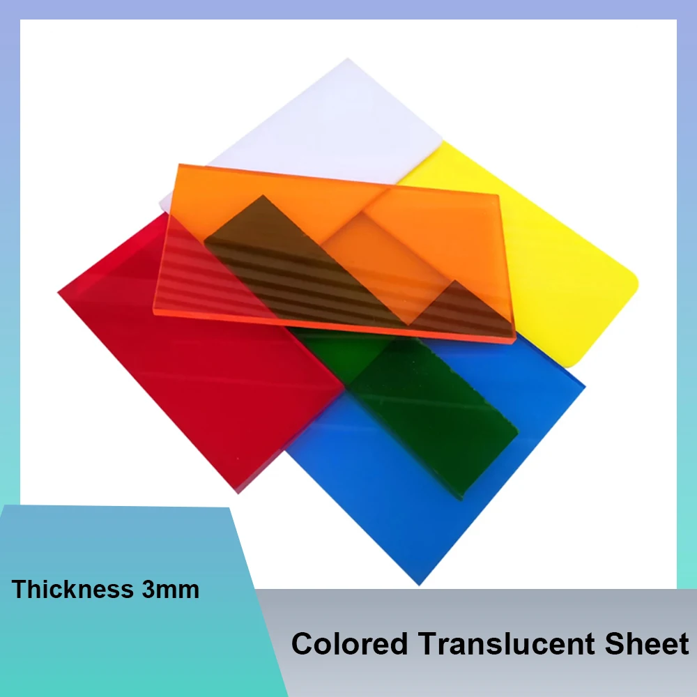 1Pcs Thickness 3mm Colored Translucent Sheet Processing DIY Plate Display Project Home Decor Size 100mmx100mm-450mmx450mm