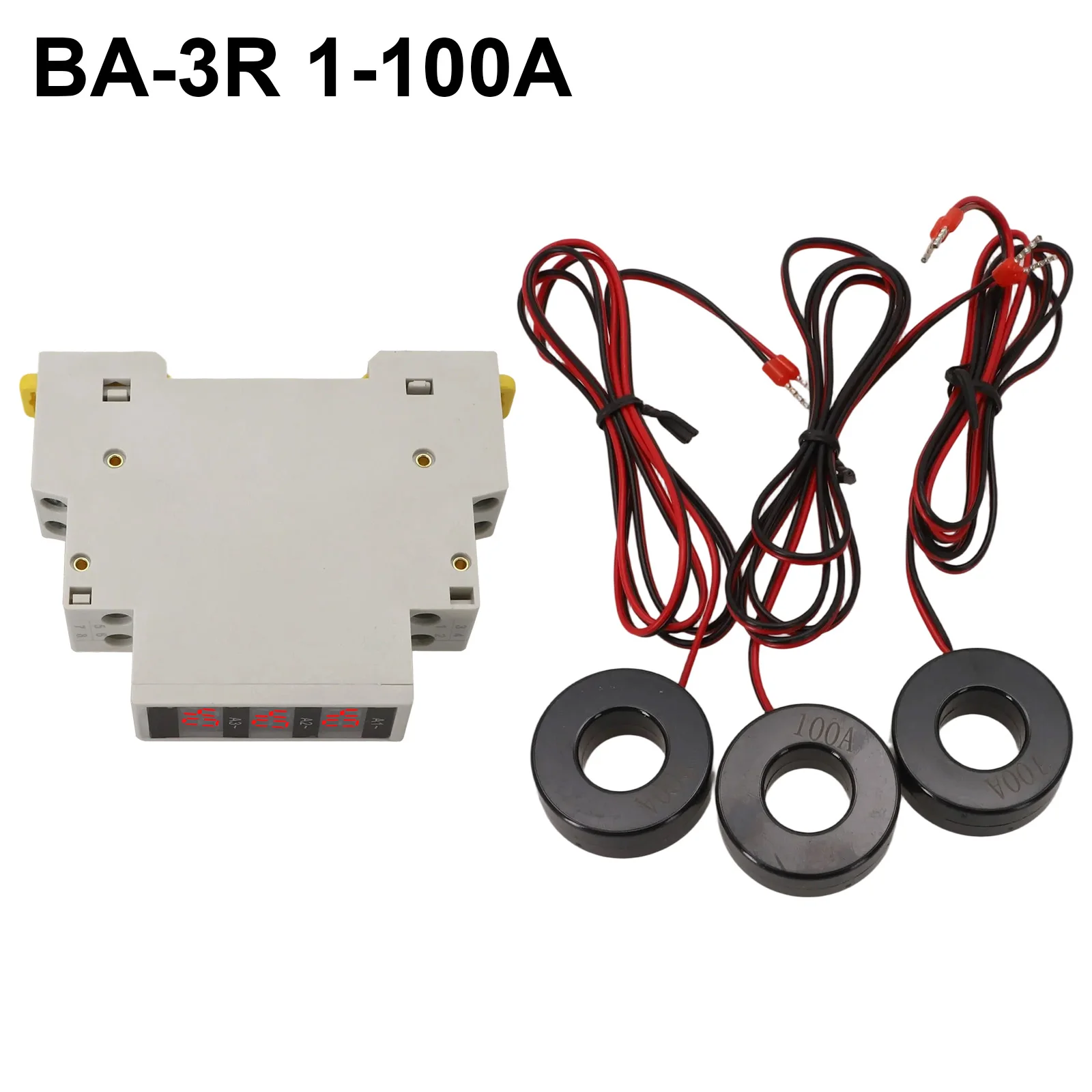 Three Phase Digital Ampere Meter 1-100A AC80-500V LCD Display For DIN Rail 35mm Industrial Power Supply Monitoring Tool