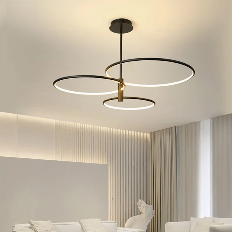 Multilayered LED Chandelier Minimalist Ring Rotatable Ceiling Lights Living Room Dining Room Decor Lamp Bedroom Chandeliers