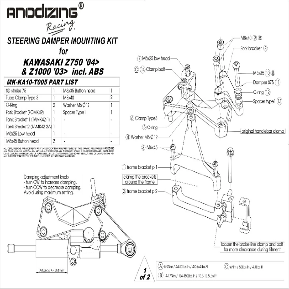 Motorcycle Steering Damper Stabilizer Holder Bracket Mounting For KAWASAKI Z1000 Z 1000 Z750 Z 750 2003-2009 2005 2006 2007 2008
