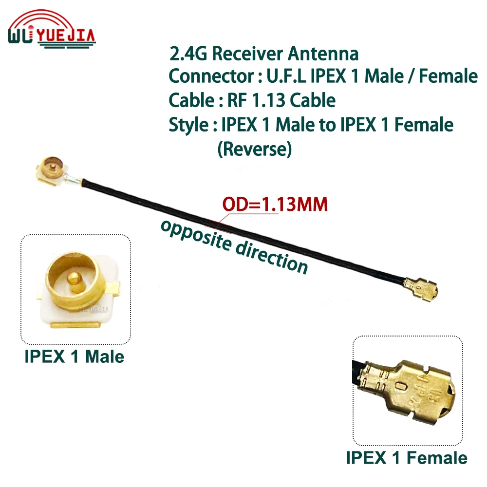 1Pcs U.F.L IPEX Cable Male Plug IPEX1 to IPEX-1 Male / Female Jack Connector RF1.13 Coaxial Jumper WIFI 3G 4G Extension Cable