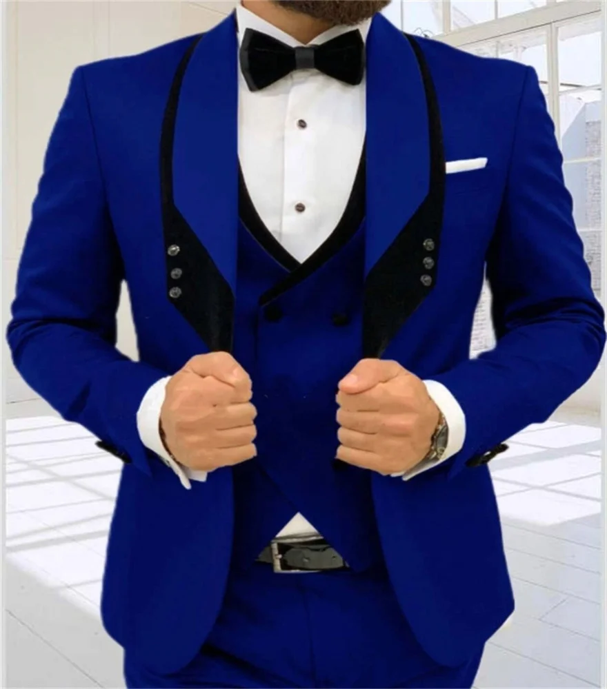 New men's three piece jacket, trousers and vest custom fit men's wedding bridegroom best man Tuxedo Suit