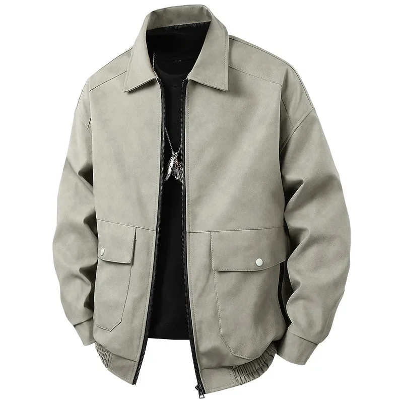 

Замшевая кожаная куртка в стиле ретро, модная и универсальная байкерская куртка, высококачественная ветрозащитная и облегающая мужская куртка, весенне-осеннее пальто