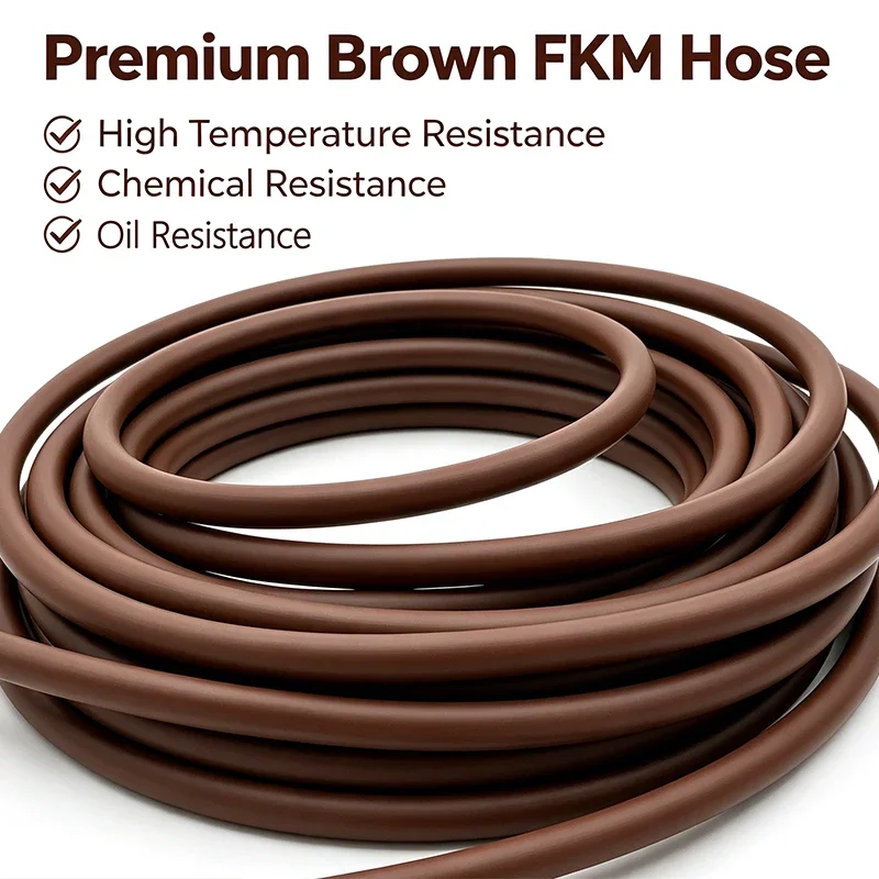 OD4-18mm Brown FKM Rubber Tubing temperature resistance oil resistance Widely used in the chemical industry mechanical equipment