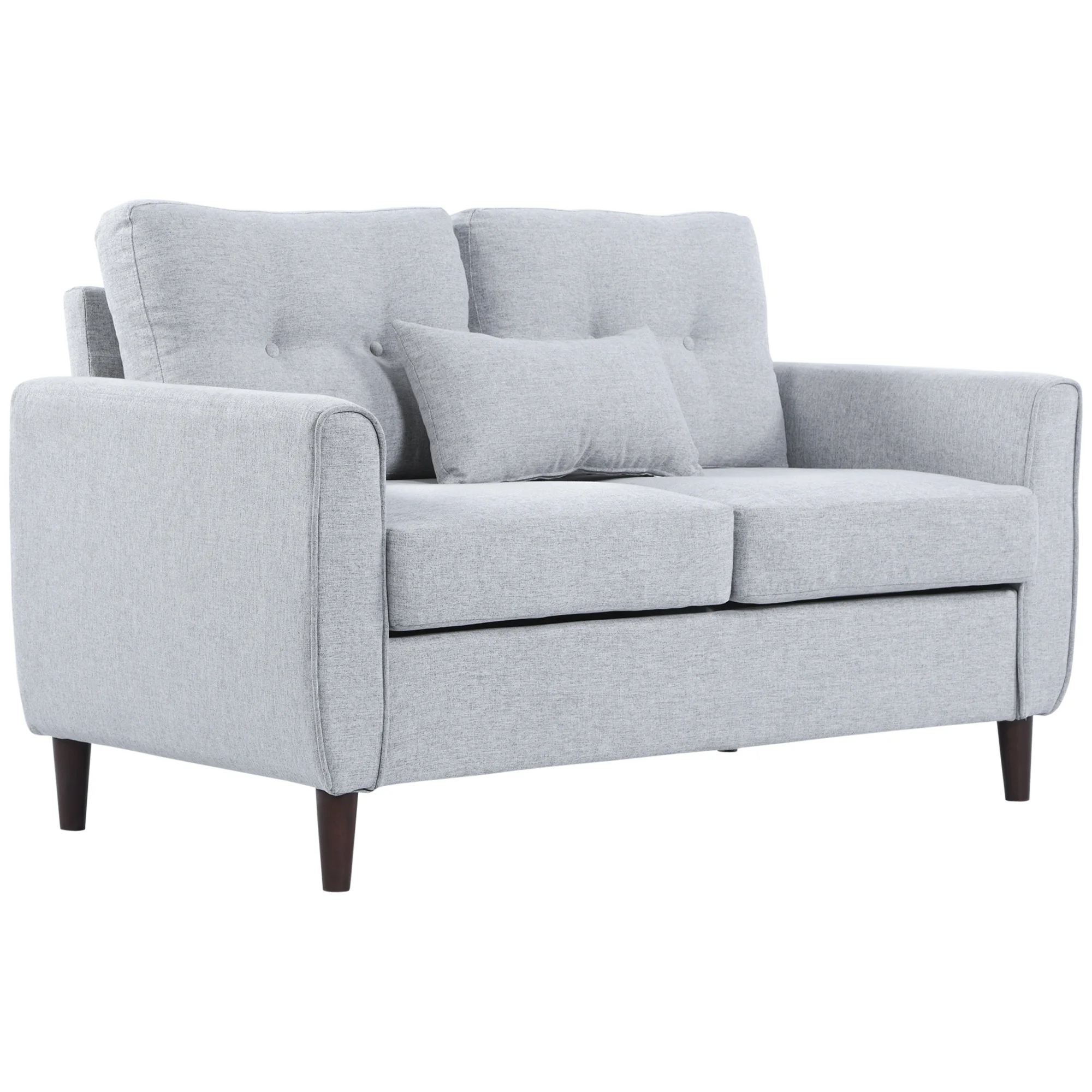 Sofá de 2 HOMCOM Plazas con Cojines y Asiento Acolchado Funda de Almohada Lavable 140x78x83 cm Gris Claro