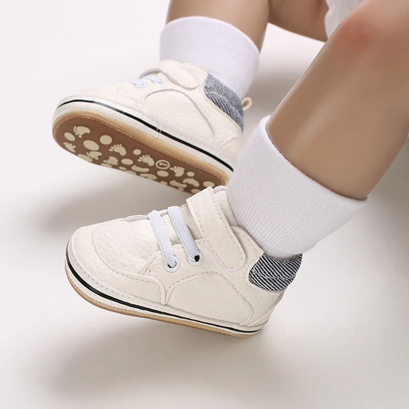 Cute Soft Sole Sneakers: Infant Boy Casual Shoes with PU Leather and Sporty Design (0-18 months)