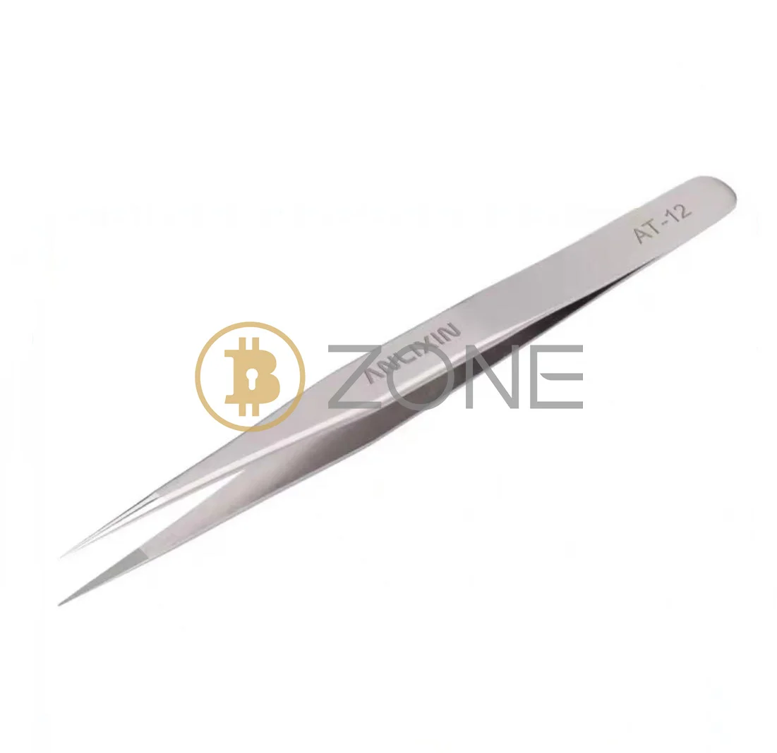 302 Stainless Steel Hardness HRC40-45 Straight Ultra-fine Tip ST-12 Tweezers For Repairing Mining Machine Clamping Chip Tweezers