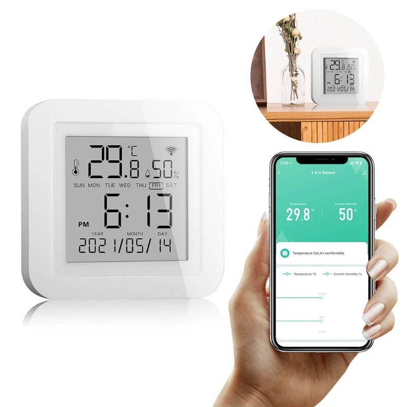 

for Smart Hygrometer ThermometerWIFI Wireless Room Temperature Humidity with App Alerts for Alexa Goo gle