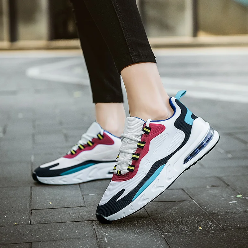 Tênis de corrida masculino leve antiderrapante tênis casuais masculino cor bloqueada sola grossa confortável macio rendas sapatos esportivos masculinos