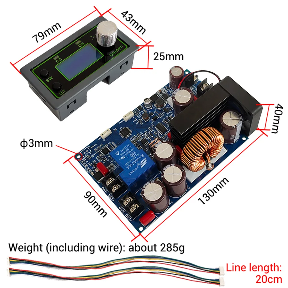 DC 0-100 V 20A 1000 W LED Digitale DC Step-Down Voltmeter Buck Constante Spanning Stroom MPPT Zonne-energie Batterij Voeding