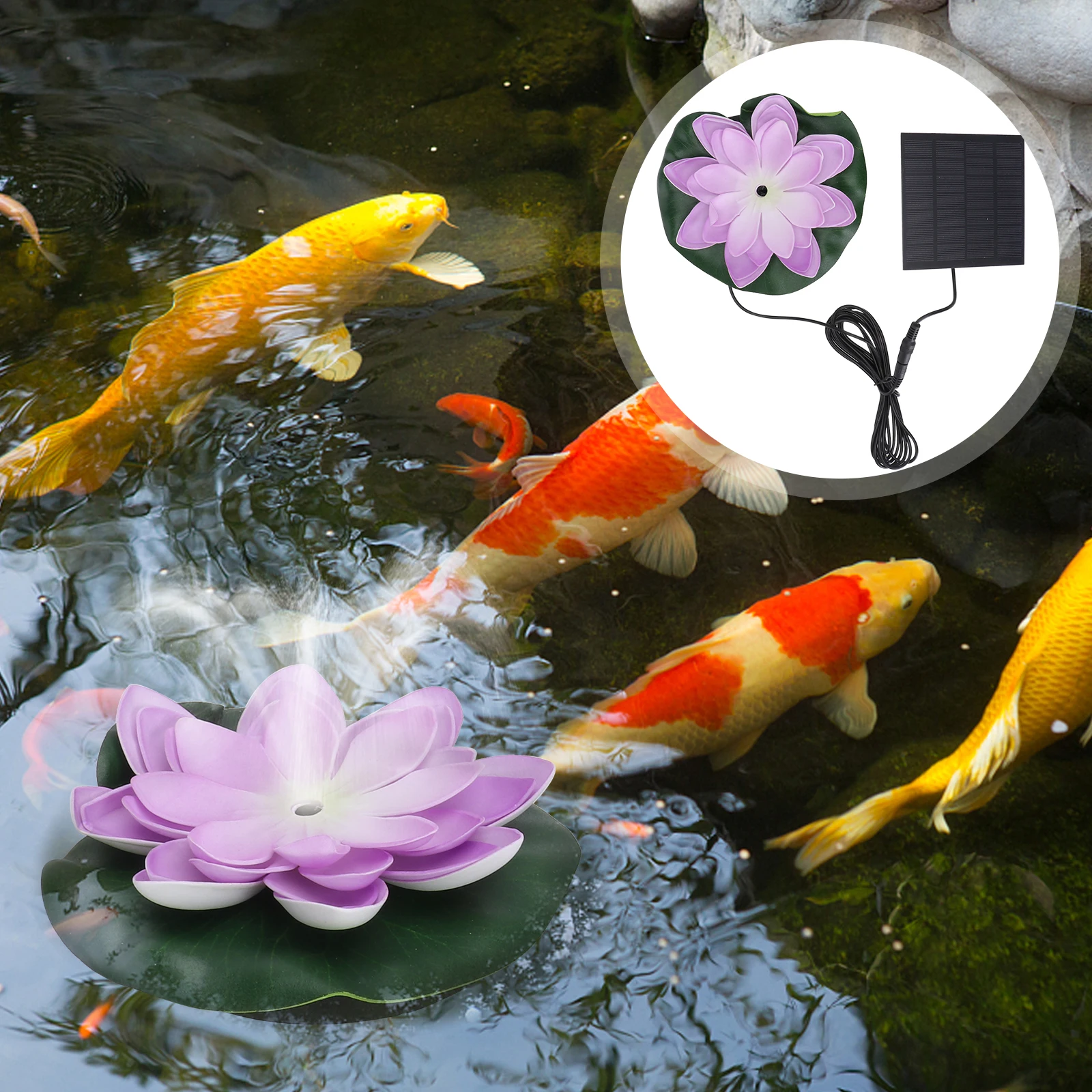 

1 set 1 Set Solar Fountain Outdoor Energy Saving Low Noise Premium Material Floating Pond Garden Pool Fountain Lotus Leaf Design