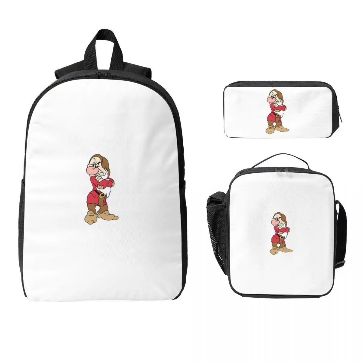 

Рюкзак GRUMPY SNOW WHITE AND THE SEVEN DWARFS для мальчиков и девочек, школьная сумка, сумки на плечо, 3 шт., изолированная сумка для обеда, пенал