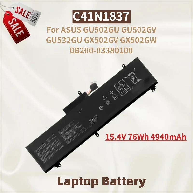 

Новая аккумуляторная батарея для ноутбуков ASUS 15.4V 76Wh 4940mAh C41N1837, совместимая с моделями GU532GU, GX502GV, GU502GU, GU502GV, GX502GW, 0B200-03380100, высокое качество